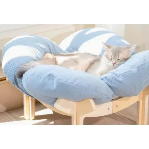 With Soft Cushion Three-Color Wooden High Leg Cat Bed