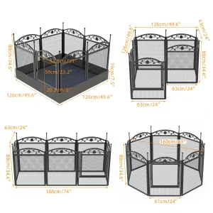 8 Panels DIY Heavy Duty Dog Playpen Pen Outdoor Indoor