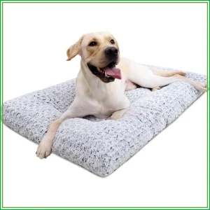 Washable Dog Bed Deluxe Plush Crate Pad Anti-Slip Pet Sleeping Mat